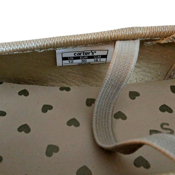 NWOT Carter's Girls Shoes Sparkly Gold Ballet Flats Size 12 - Picture 8 of 8